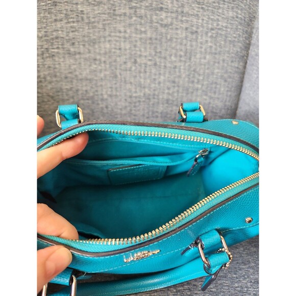 Coach "Rowan" Turquoise Blue Small Satchel Bag w/ Dustbag - Picture 7 of 11